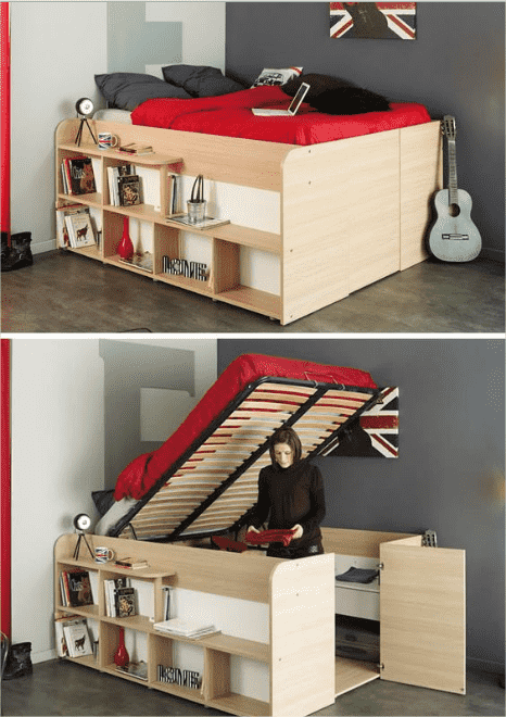 Ideias de cama com closet - Moveis para pequenos espaços 